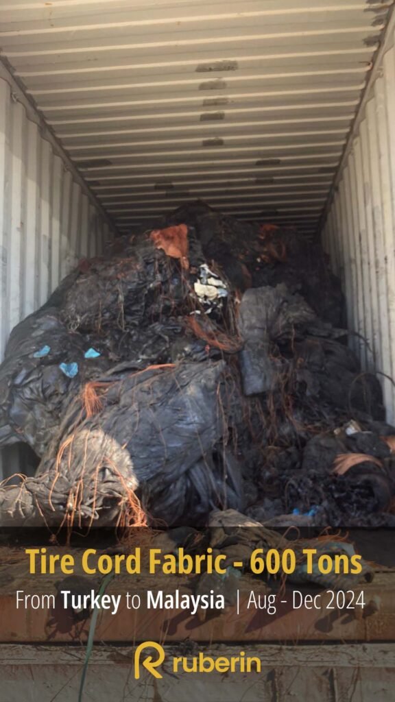 600 tons of tire cord fabric scrap shipped by Ruberin from Turkey to Malaysia between August and December 2024